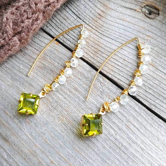 🛑SOLD🛑Natural Green Amethyst & Vintage Crystal - Picture 2 of 9